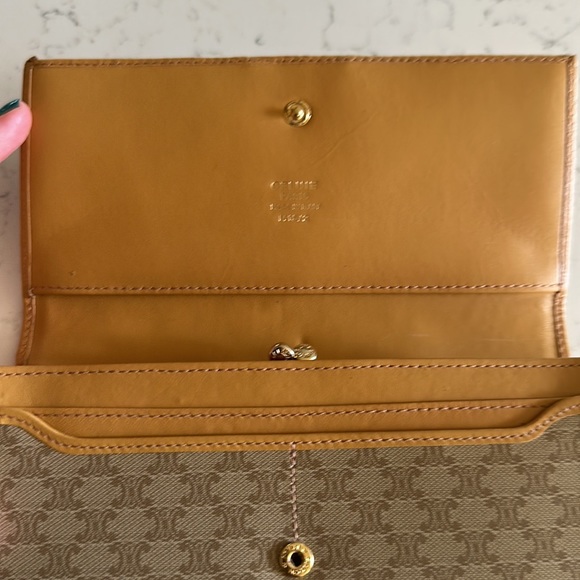 Celine Macadam Pattern Bi-Fold Long Wallet PVC & Leather Beige Tea Brown. - Picture 5 of 9